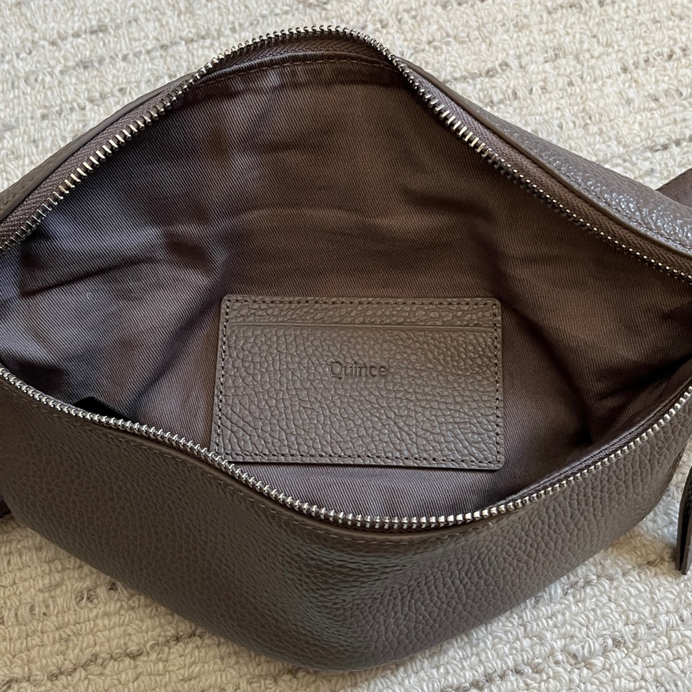 Italian pebble leather sling bag by Quince in color Mink - Picture 8 of 11